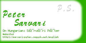 peter sarvari business card